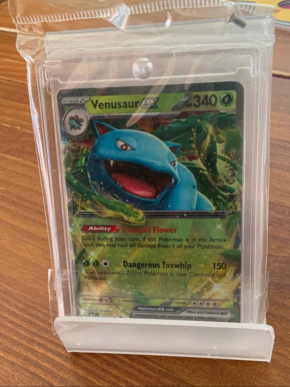 Pokemon Venusaur ex Holographic Card - Green and Blue